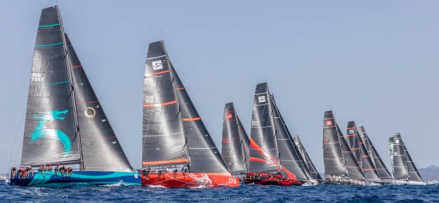 The full Puerto Portals 52 SUPER SERIES Sailing Week & 20th Anniversary Invitational Fleet Sails Together.