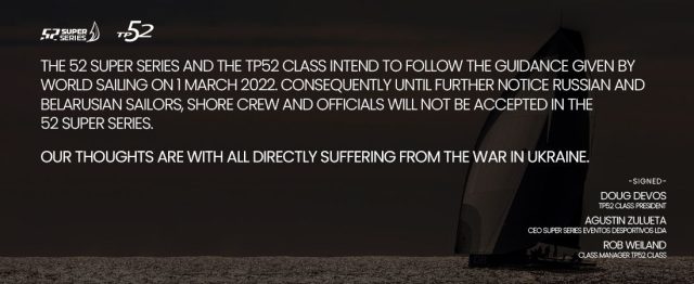 The 52 SUPER SERIES & TP52 CLASS statement